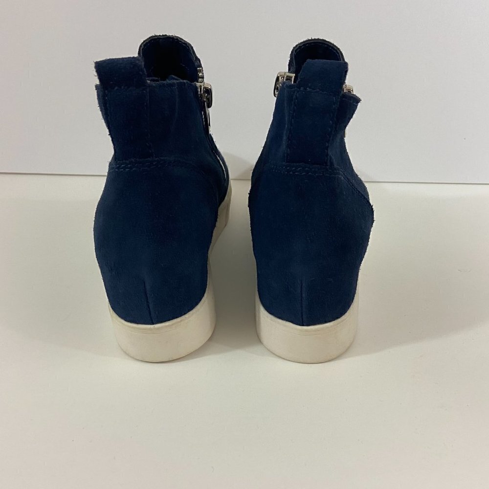 Steve Madden Women's Leather Upper Hidden Wedge Zip Sneakers Shoes Sz 9.5M Blue - Picture 4 of 10